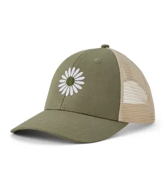 Life Is Good A Trucker Clean Daisy Moss Green