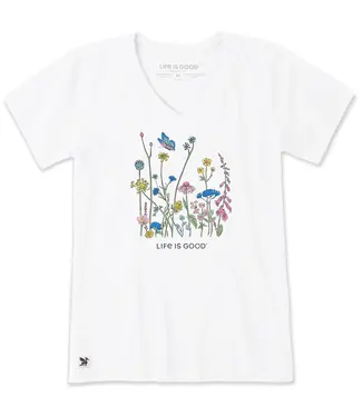 Life Is Good Womens Crusher Lite Butterfly Flower Cloud White