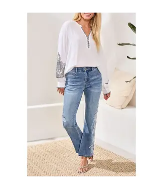 Tribal Sophia Curvy Flare With Denim Pebble Blue