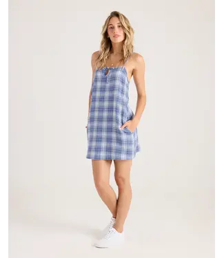 Volcom Folkin Stone Dress Blue Plaid