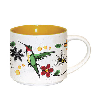 Native Northwest Ceramic Mug-Hummingbird Nenookaasi by Storm Angeconeb