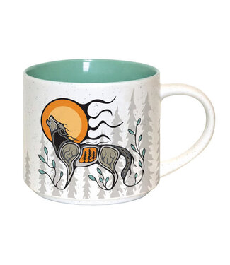 Native Northwest Ceramic Mug-Wolf Maiingan by Storm Angeconeb