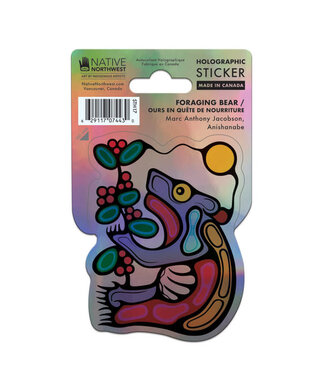 Native Northwest Holographic sticker-Foraging Bear by Mark Anthony Jacobson