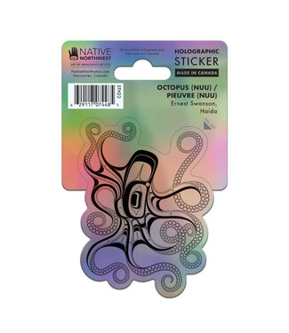 Native Northwest Holographic sticker-Octopus Nuu by Ernest Swanson