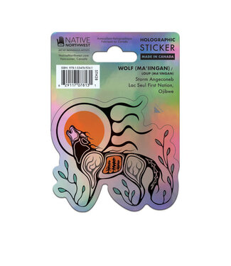 Native Northwest Holographic sticker-Wolf Maiingan by Storm Angeconeb