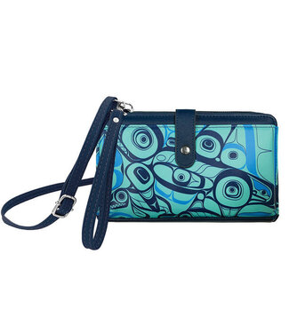 Native Northwest Smartphone Crossbody Bag-Orca Song by Morgan Asoyuf