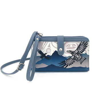 Native Northwest Smartphone Crossbody Bag-Soaring Eagle by Corey Bulpitt