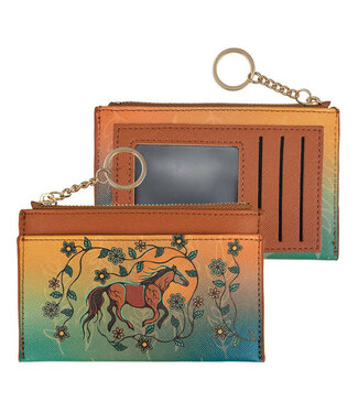 Native Northwest Zippered Card Wallet-Horse Bebezhigooganzhii by Storm