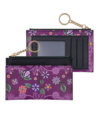 Native Northwest Zippered Card Wallet-Ojibwe Florals by Storm Angeconeb