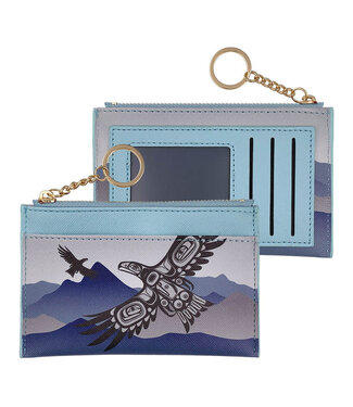 Native Northwest Zippered Card Wallet-Soaring Eagle by Corey Bulpitt