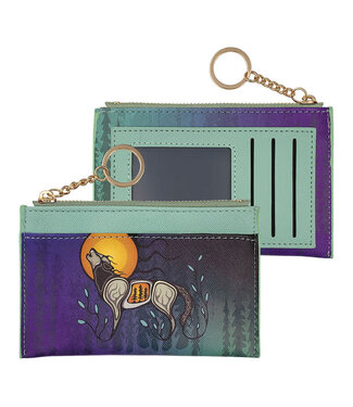 Native Northwest Zippered Card Wallet-Wolf Maiingan by Storm Angeconeb