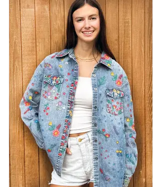 Billy T Shop Flower Garden Shirt Jacket Denim