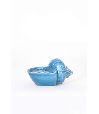 Batela USA Inc Conch Shell Candle CeramicWax Blue Lg L 6.8 H 3.8 x4