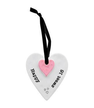 Pavillion Happy Sweet 16 3inch Ceramic Keepsake Heart Pl