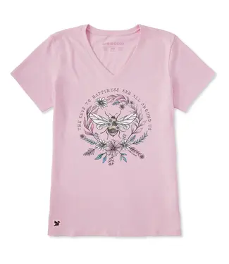 Life Is Good Womens Crusher Vee Keys To Happiness Seashell Pink