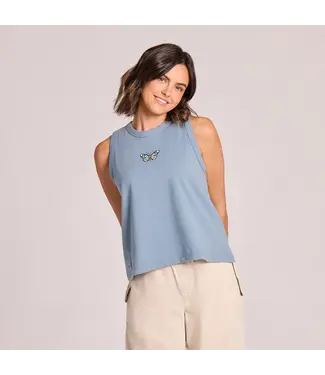 Life Is Good Womens Crusher Boxy Butterfly Flora Slate Blue