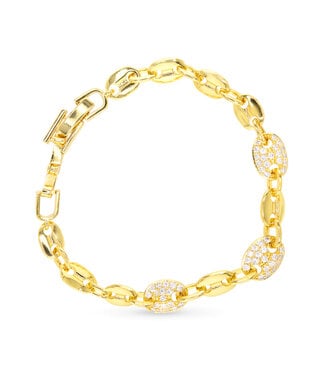 Amanda Blu Gold CZ Mariner Link Bracelet