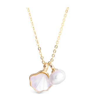 Amanda Blu Mother of Pearl Shell and Pearl Necklace -  Gold