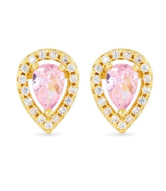 Amanda Blu Pink Pear Halo Earring - Gold