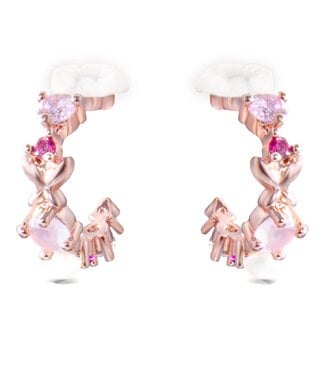 Amanda Blu Rose Gold Multi Pink Flower Hoop Earrings - Rosegold