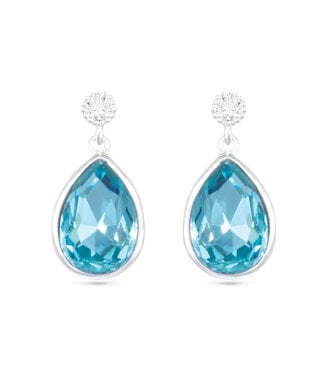 Amanda Blu Pear Shaped Blue CZ Drop Earrings -  Silver