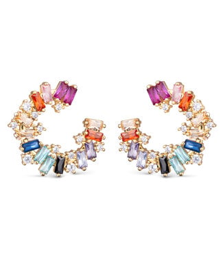 Amanda Blu Multi-Color CZ Open Circle Earrings -  Gold