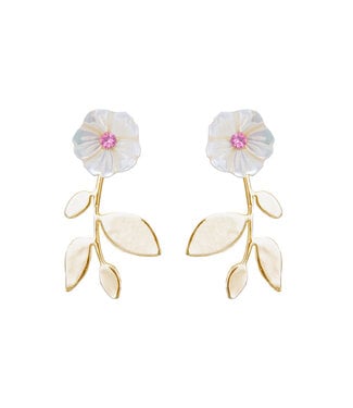 Amanda Blu Mother of Pearl Flower with Gold Stem -  Gold