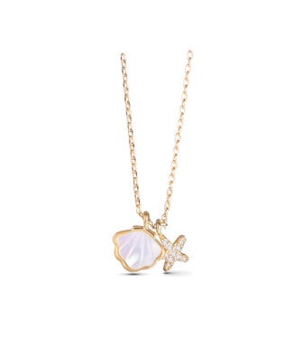 Amanda Blu Mother of Pearl Seashell and CZ Starfish Necklace -  Gold