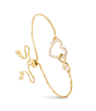 Amanda Blu Infinity Hear CZ Pull-Cord Bracelet -  Gold