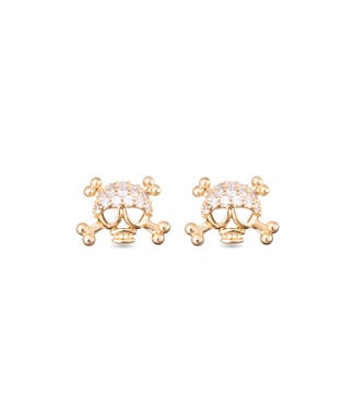 Amanda Blu Skull and Crossbones CZ Earrings -  Gold