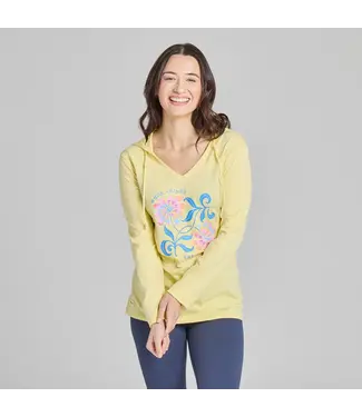 Life Is Good Womens New LS Hooded Good Things Flow Snd Yellow