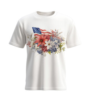 Cottn Curls Blooming America Tshirt White