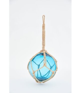 Batela USA Inc Glass Buoys With Jute Netting Med Light Blue