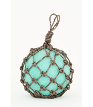 Batela USA Inc Glass Floats w Nylon Rope Netting Seafoam Large 8.8in