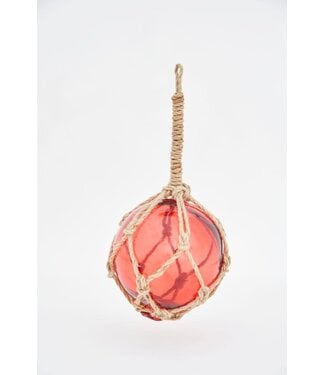 Batela USA Inc Glass Buoys With Jute Netting Med Red