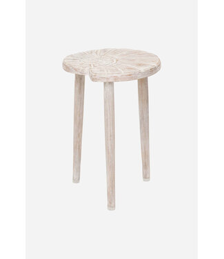 Batela USA Inc Nautilus Stool Wood Antiqued White 11.8in-H17.7in