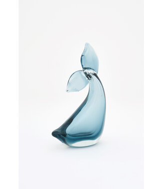 Batela USA Inc Whale Tail Hand blown Glass Small Blue L-5.5in-W-2.2in-H-9.8in