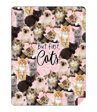 Brief Insanity BUT FIRST CATS BLANKET PLUSH