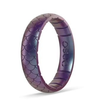 Enso Rings Etched Classic Thin Silicone Ring Mermaid Scale