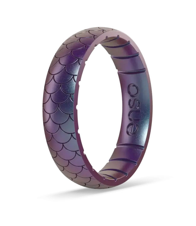 Enso Rings Etched Classic Thin Silicone Ring Mermaid Scale
