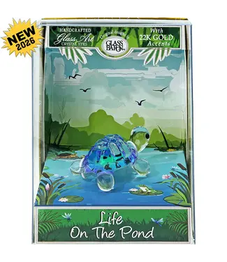 Glass Baron Turtle Life On The Pond Blue