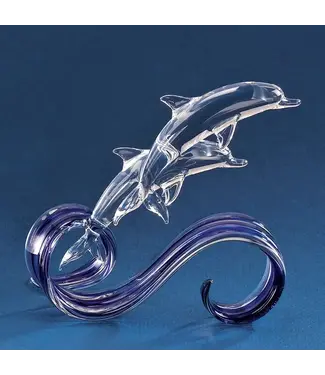 Glass Baron Double Dolphins Blue Wave