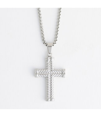 Howards Narelle Waterproof Unisex Box Chain Cross Silver