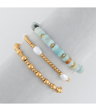Howards Narelle Waterproof Pearl Bracelet Set Gold