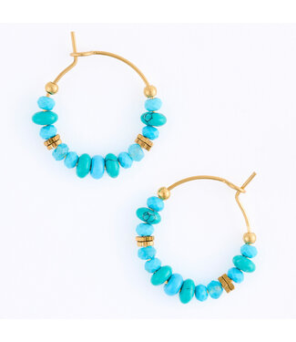 Howards Narelle Waterproof Genuine Turquoise Beaded Hoop E