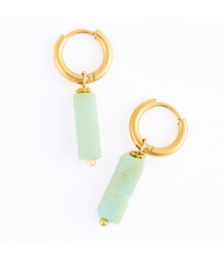 Howards Narelle Waterproof Genuine Amazonite Stone Bar Earring