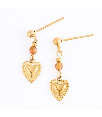 Howards Narelle Waterproof Genuine Tiger's Eye Dangle Hearts