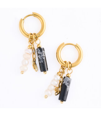 Howards Narelle Waterproof Genuine Apatite and Pearl Charm Earrings