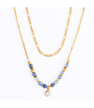 Howards Narelle Waterproof Genuine Lapis Lazuli Double Row Necklace