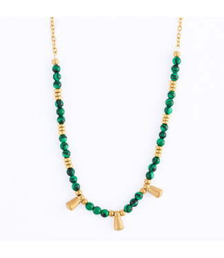 Howards Narelle Waterproof Genuine Malachite Dainty Bar Necklace